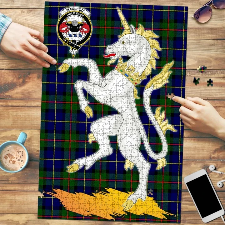MacLeod of Harris Modern Clan Crest Tartan Unicorn Scotland Jigsaw Puzzle