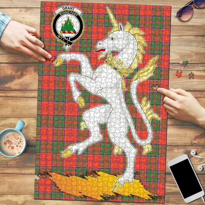 Grant Ancient Clan Crest Tartan Unicorn Scotland Jigsaw Puzzle
