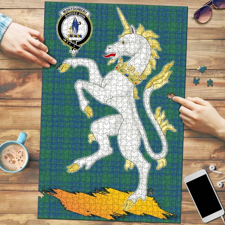Montgomery Ancient Clan Crest Tartan Unicorn Scotland Jigsaw Puzzle