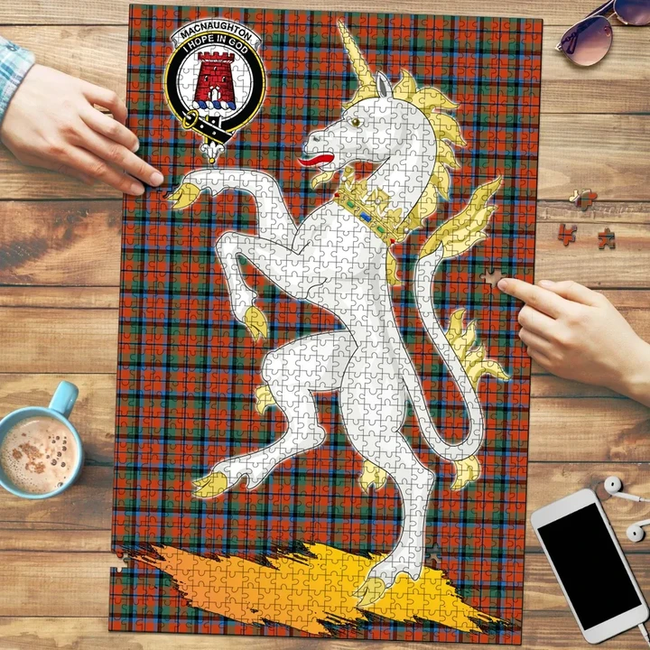 MacNaughton Ancient Clan Crest Tartan Unicorn Scotland Jigsaw Puzzle