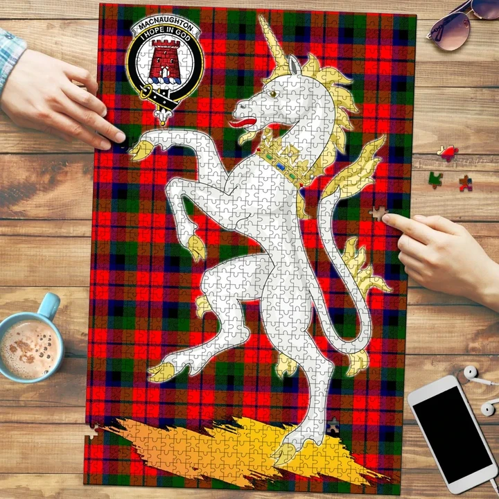MacNaughton Modern Clan Crest Tartan Unicorn Scotland Jigsaw Puzzle