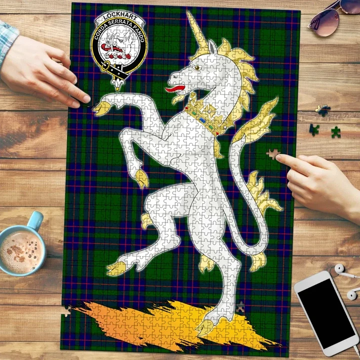 Lockhart Modern Clan Crest Tartan Unicorn Scotland Jigsaw Puzzle