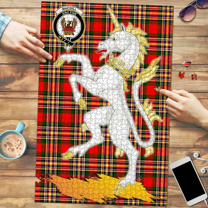 MacGill Modern Clan Crest Tartan Unicorn Scotland Jigsaw Puzzle
