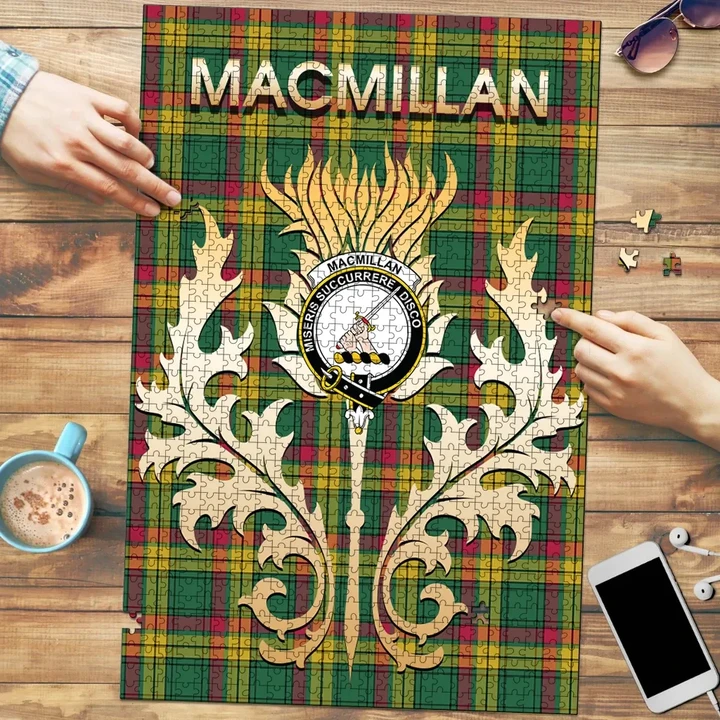 MacMillan Old Ancient Clan Name Crest Tartan Thistle Scotland Jigsaw Puzzle