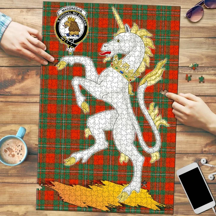 MacGregor Ancient Clan Crest Tartan Unicorn Scotland Jigsaw Puzzle