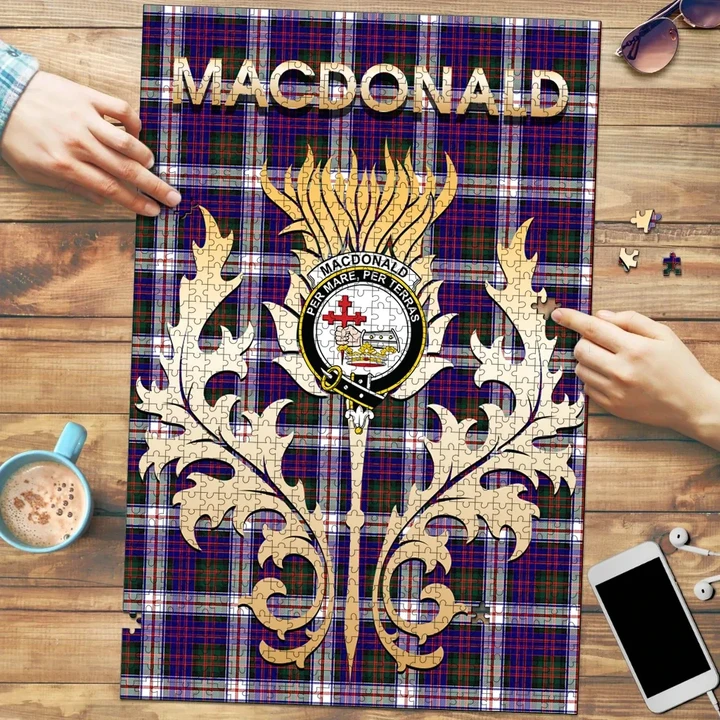 MacDonald Dress Modern Clan Name Crest Tartan Thistle Scotland Jigsaw Puzzle