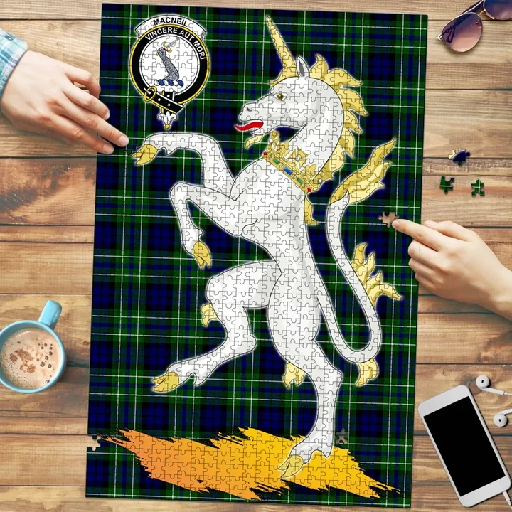 MacNeil of Colonsay Modern Clan Crest Tartan Unicorn Scotland Jigsaw Puzzle
