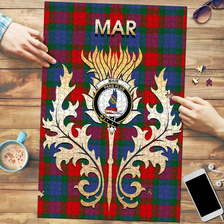 Mar Clan Name Crest Tartan Thistle Scotland Jigsaw Puzzle