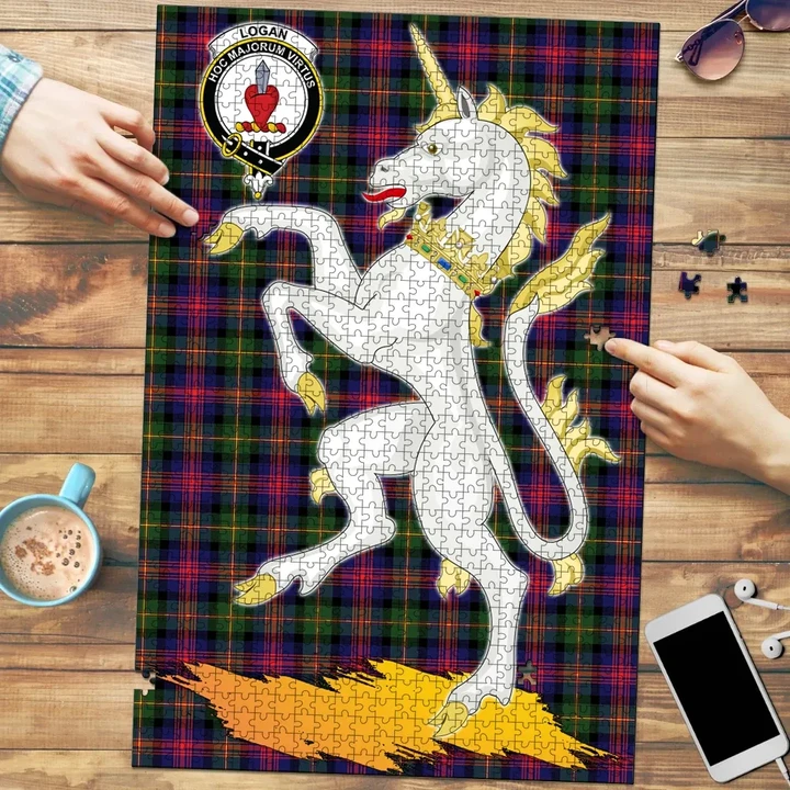 Logan Modern Clan Crest Tartan Unicorn Scotland Jigsaw Puzzle