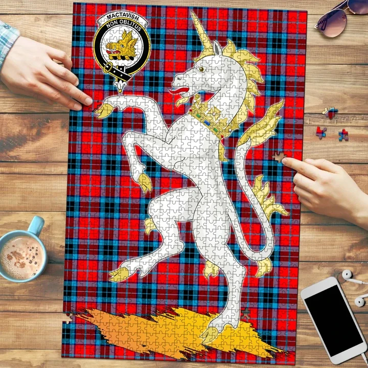 MacTavish Modern Clan Crest Tartan Unicorn Scotland Jigsaw Puzzle