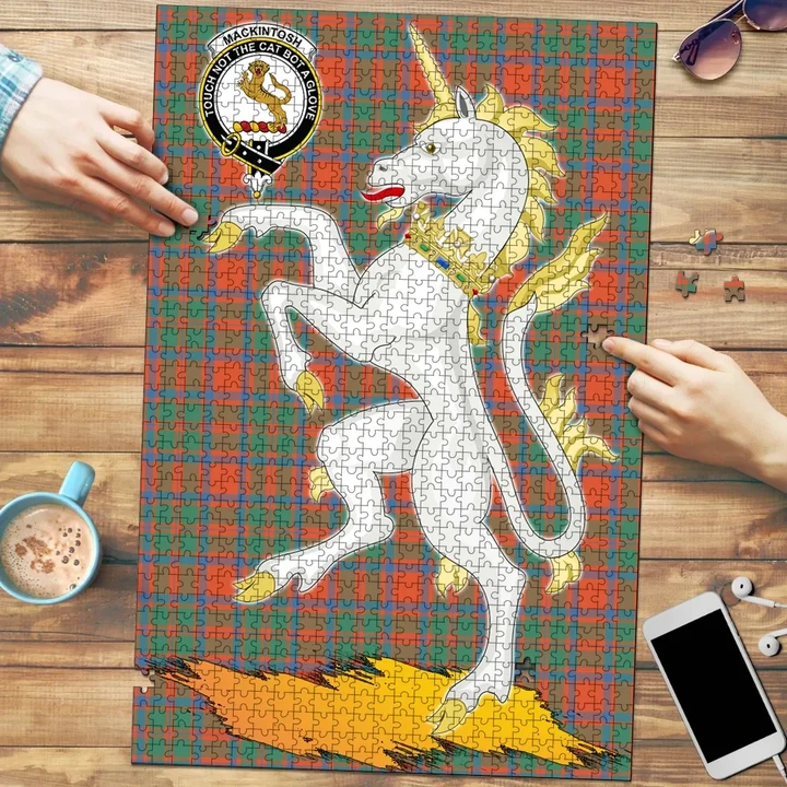 MacKintosh Ancient Clan Crest Tartan Unicorn Scotland Jigsaw Puzzle