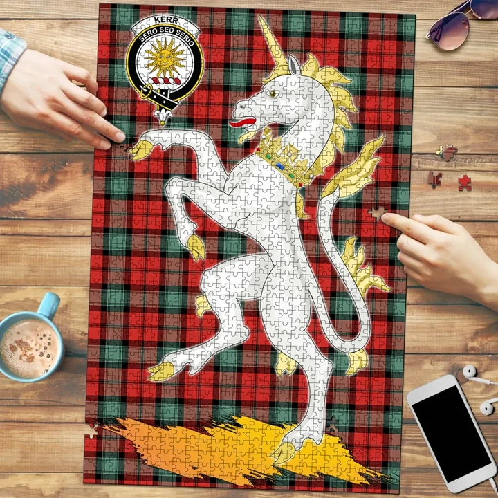 Kerr Ancient Clan Crest Tartan Unicorn Scotland Jigsaw Puzzle