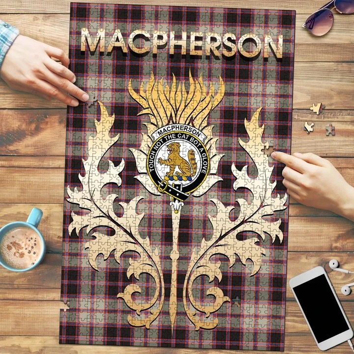 MacPherson Hunting Ancient Clan Name Crest Tartan Thistle Scotland Jigsaw Puzzle
