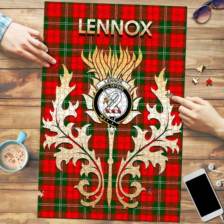 Lennox Modern Clan Name Crest Tartan Thistle Scotland Jigsaw Puzzle