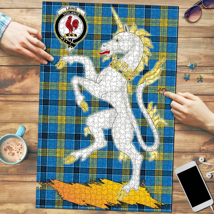 Laing Clan Crest Tartan Unicorn Scotland Jigsaw Puzzle