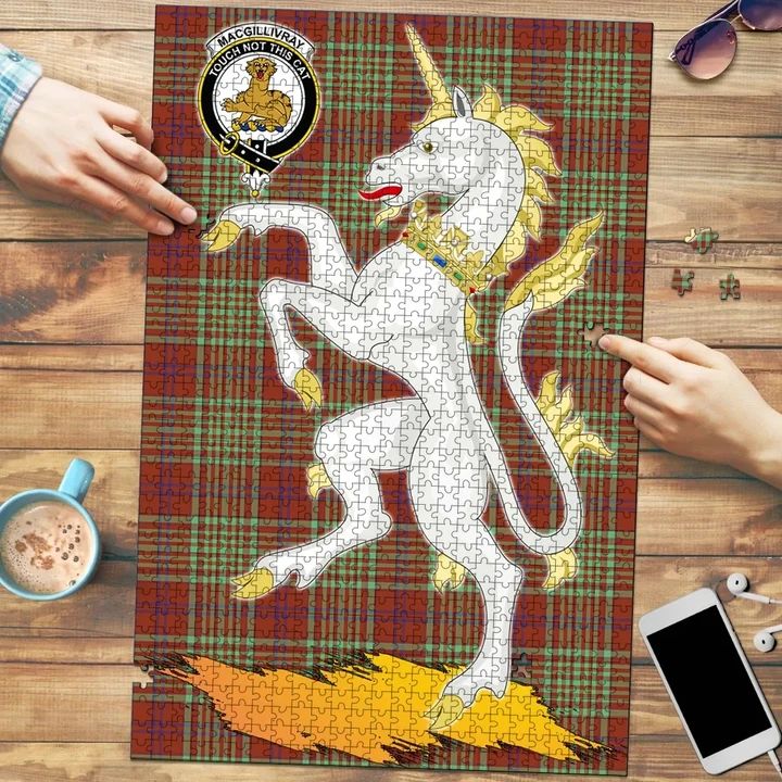 MacGillivray Hunting Ancient Clan Crest Tartan Unicorn Scotland Jigsaw Puzzle