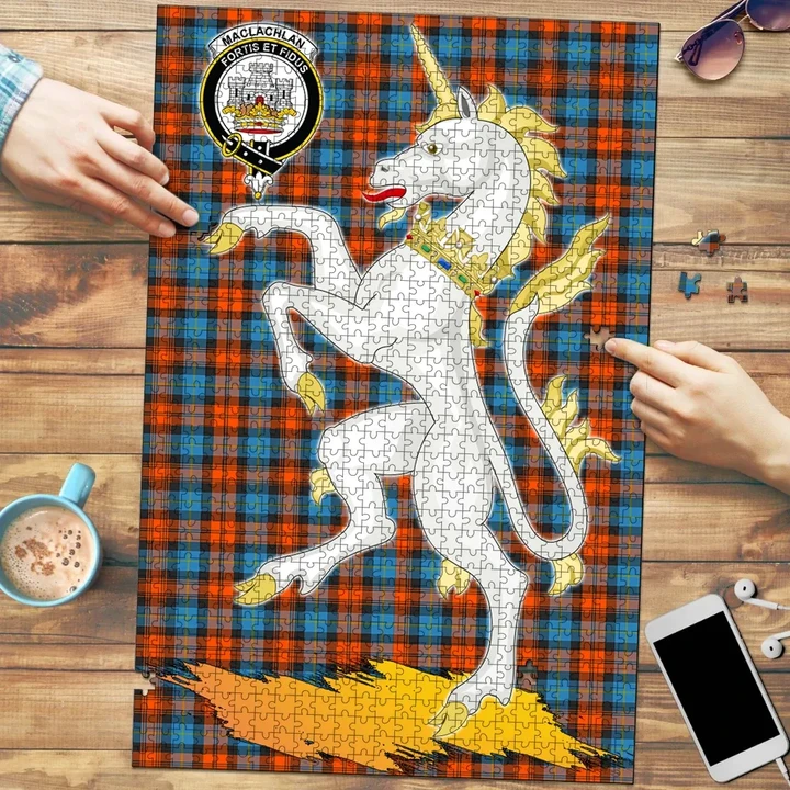MacLachlan Ancient Clan Crest Tartan Unicorn Scotland Jigsaw Puzzle