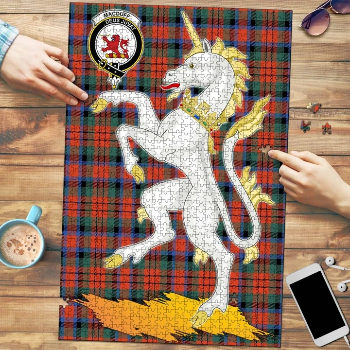 MacDuff Ancient Clan Crest Tartan Unicorn Scotland Jigsaw Puzzle