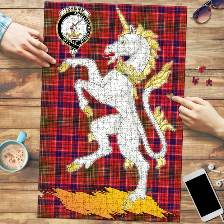 Lumsden Modern Clan Crest Tartan Unicorn Scotland Jigsaw Puzzle