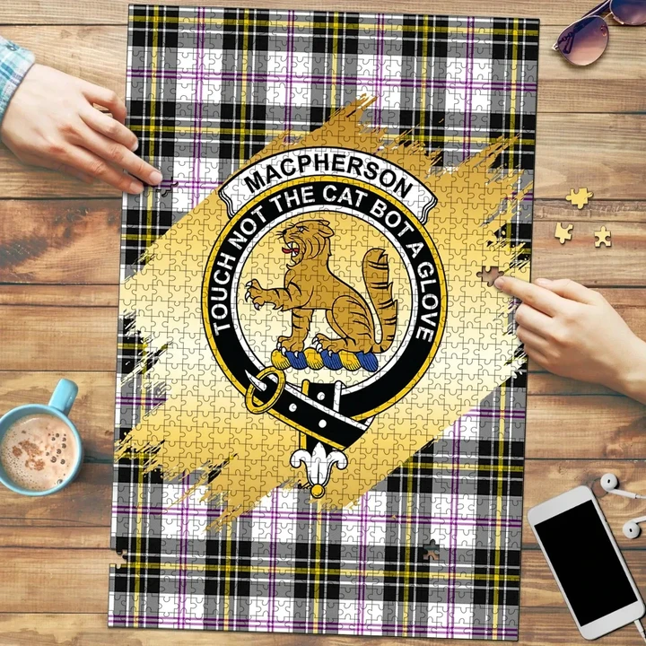 MacPherson Dress Modern Clan Crest Tartan Jigsaw Puzzle Gold