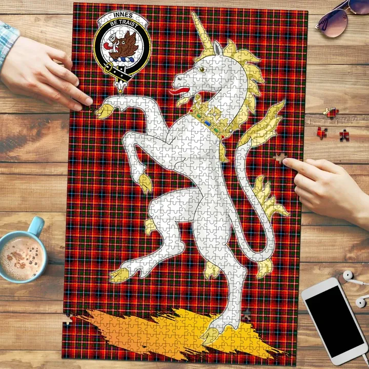 Innes Modern Clan Crest Tartan Unicorn Scotland Jigsaw Puzzle