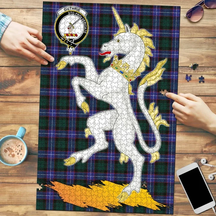 Guthrie Modern Clan Crest Tartan Unicorn Scotland Jigsaw Puzzle