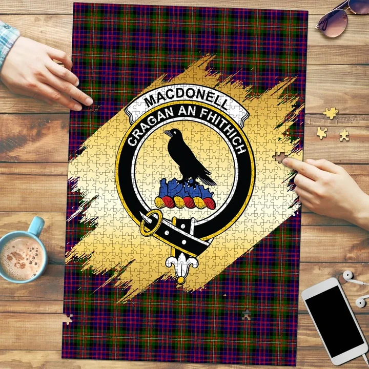 MacDonnell of Glengarry Modern Clan Crest Tartan Jigsaw Puzzle Gold