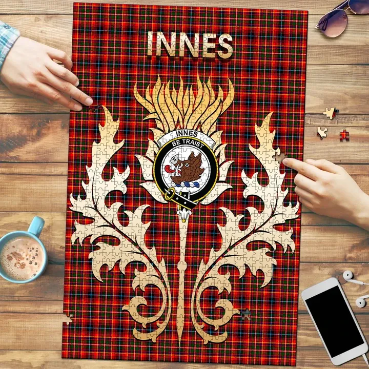 Innes Modern Clan Name Crest Tartan Thistle Scotland Jigsaw Puzzle