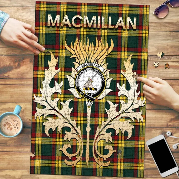 MacMillan Old Modern Clan Name Crest Tartan Thistle Scotland Jigsaw Puzzle