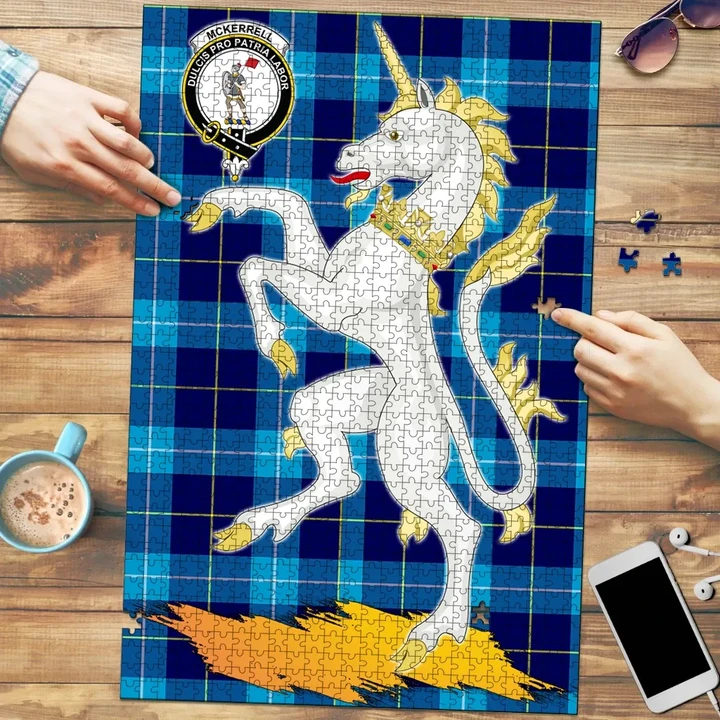 McKerrell Clan Crest Tartan Unicorn Scotland Jigsaw Puzzle