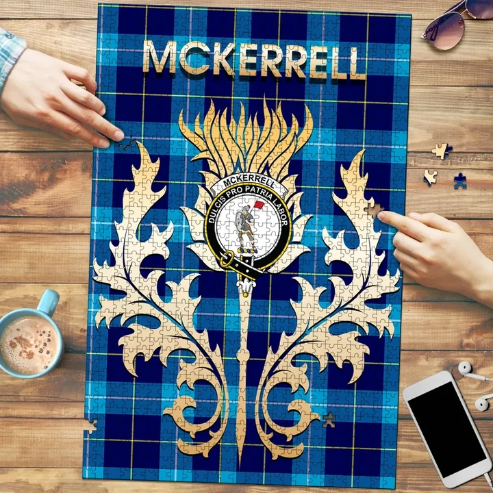 McKerrell Clan Name Crest Tartan Thistle Scotland Jigsaw Puzzle