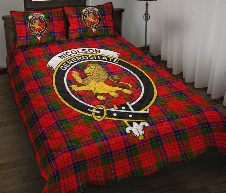 Nicolson Modern Tartan Quilt Bed Set Clan Badge