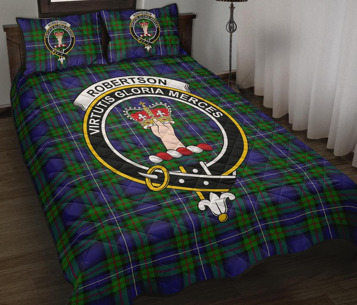 Robertson Hunting Modern Tartan Quilt Bed Set Clan Badge