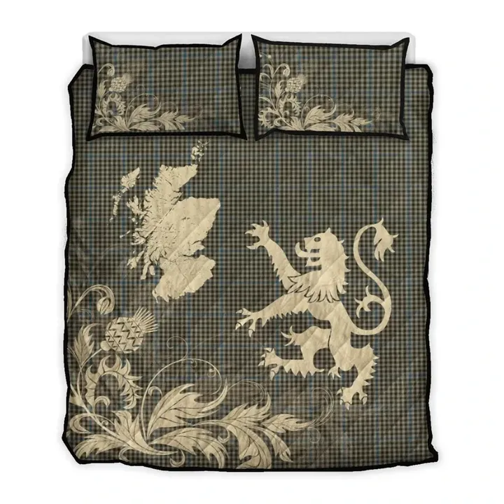 Haig Check Tartan Scotland Lion Thistle Map Quilt Bed Set Hj4