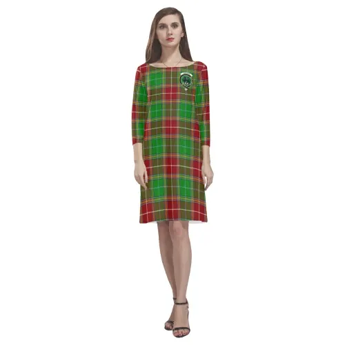 Tartan dresses - Baxter Modern Tartan Dress - Round Neck Dress Clan Badge TH8