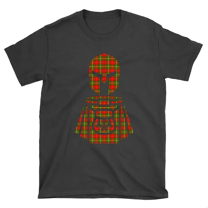 Leask Tartan Kilt Warrior Round Neck Unisex T-Shirt | scottishclans.co