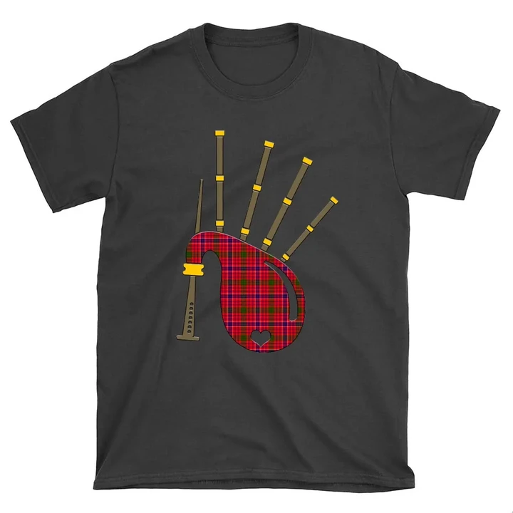 MacRae Modern Tartan Bagpipes T-Shirt