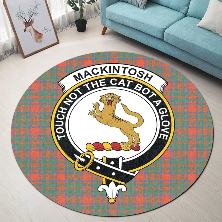MacKintosh Ancient Clan Crest Tartan Round Rug