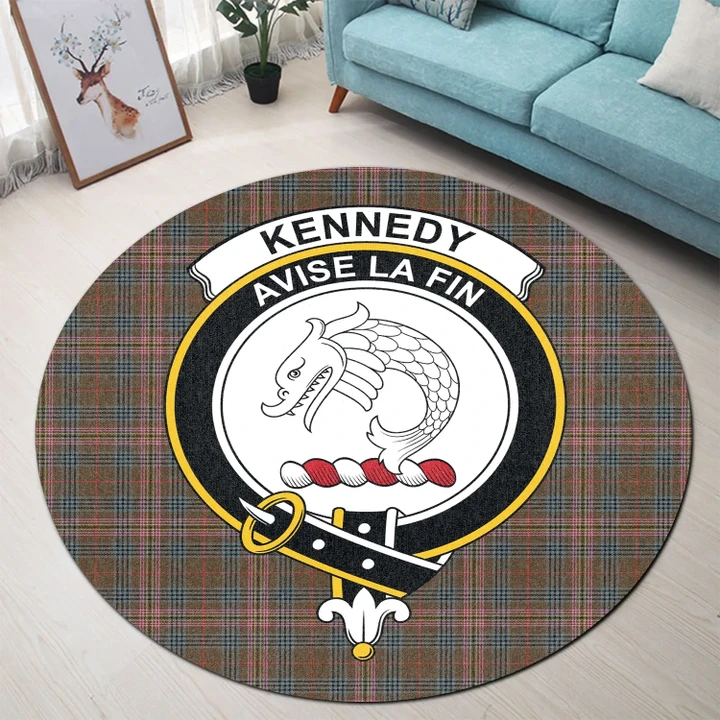 Kennedy Weathered Clan Crest Tartan Round Rug