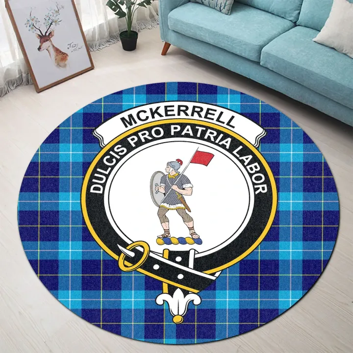 McKerrell Clan Crest Tartan Round Rug