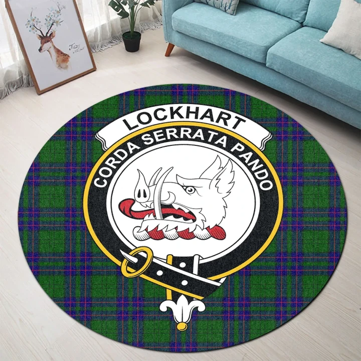 Lockhart Modern Clan Crest Tartan Round Rug