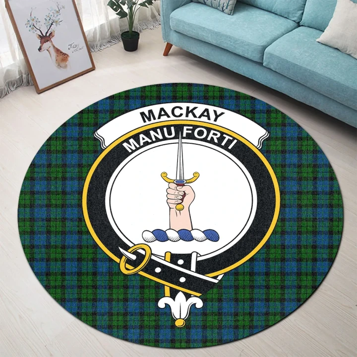 MacKay Modern Clan Crest Tartan Round Rug