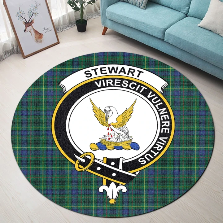Stewart Hunting Modern Clan Crest Tartan Round Rug