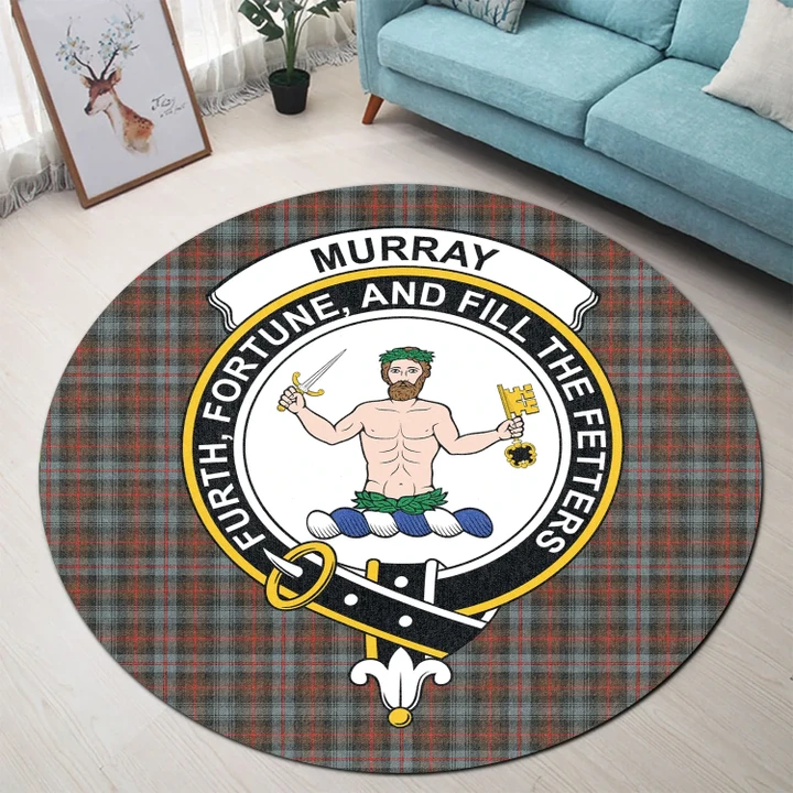 Murray of Atholl Weathered Clan Crest Tartan Round Rug