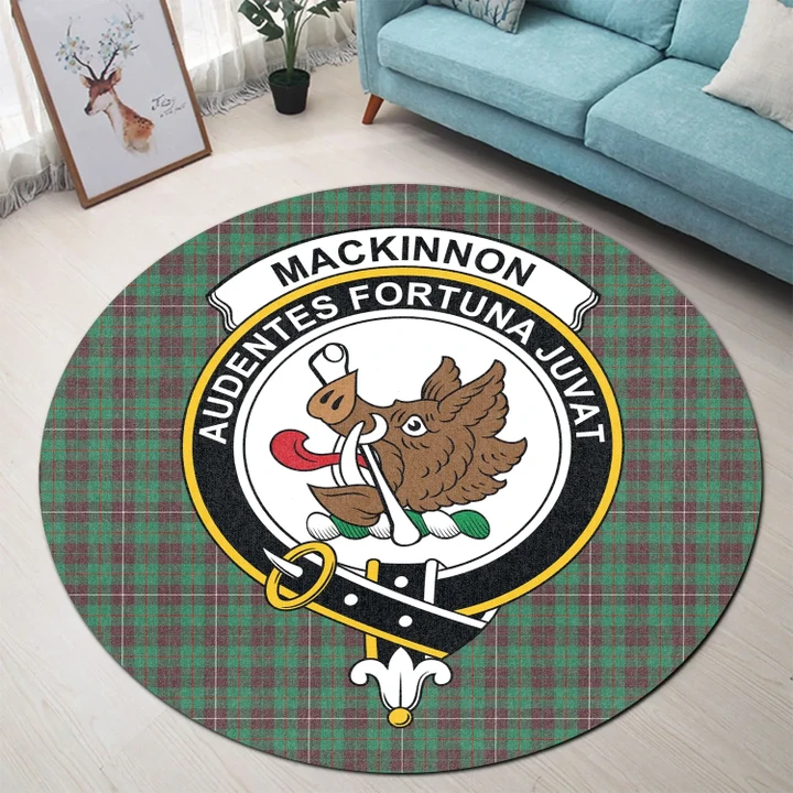 MacKinnon Hunting Ancient Clan Crest Tartan Round Rug