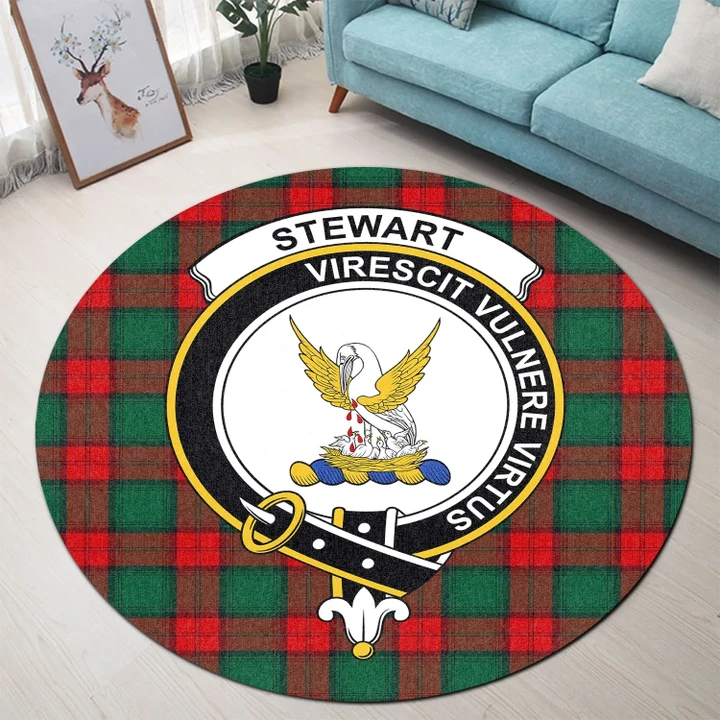 Stewart Atholl Modern Clan Crest Tartan Round Rug