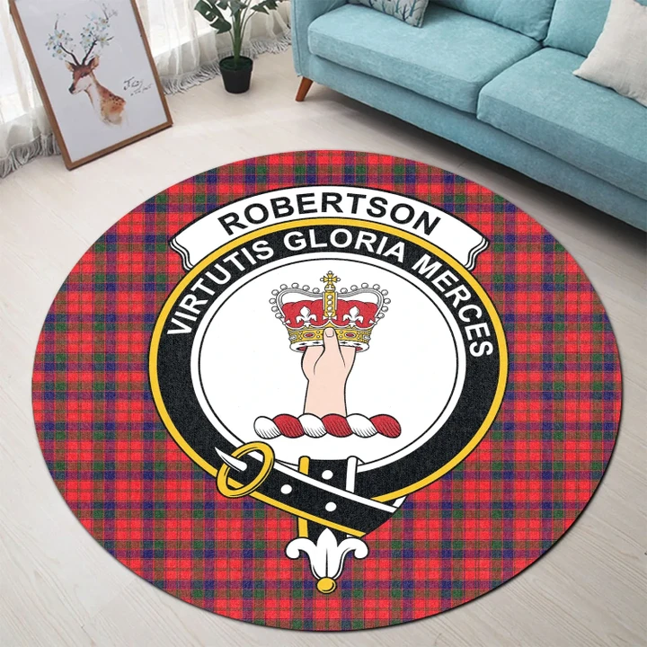 Robertson Modern Clan Crest Tartan Round Rug