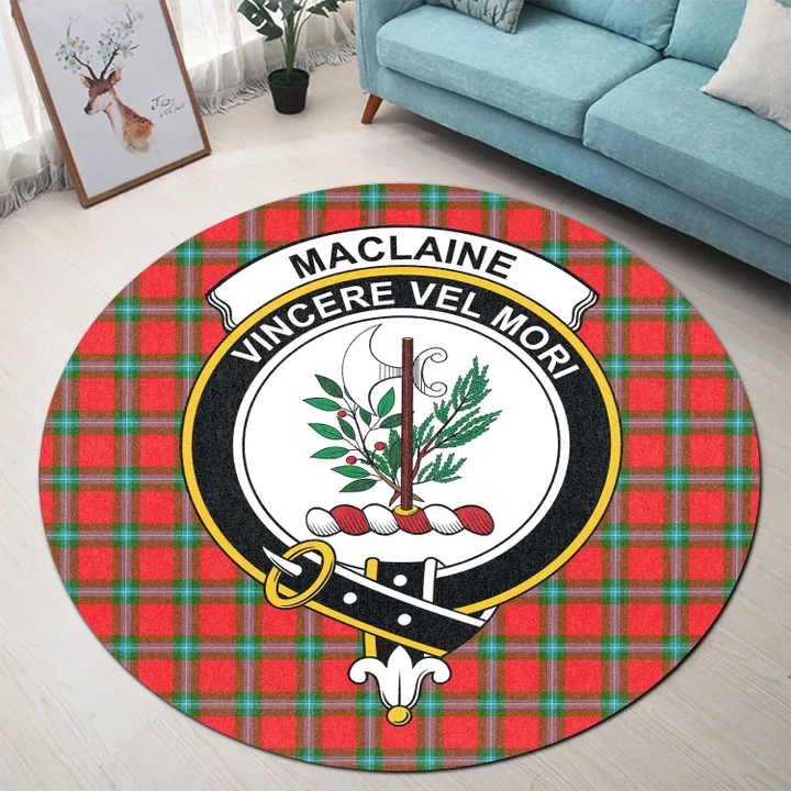 MacLaine of Loch Buie Clan Crest Tartan Round Rug