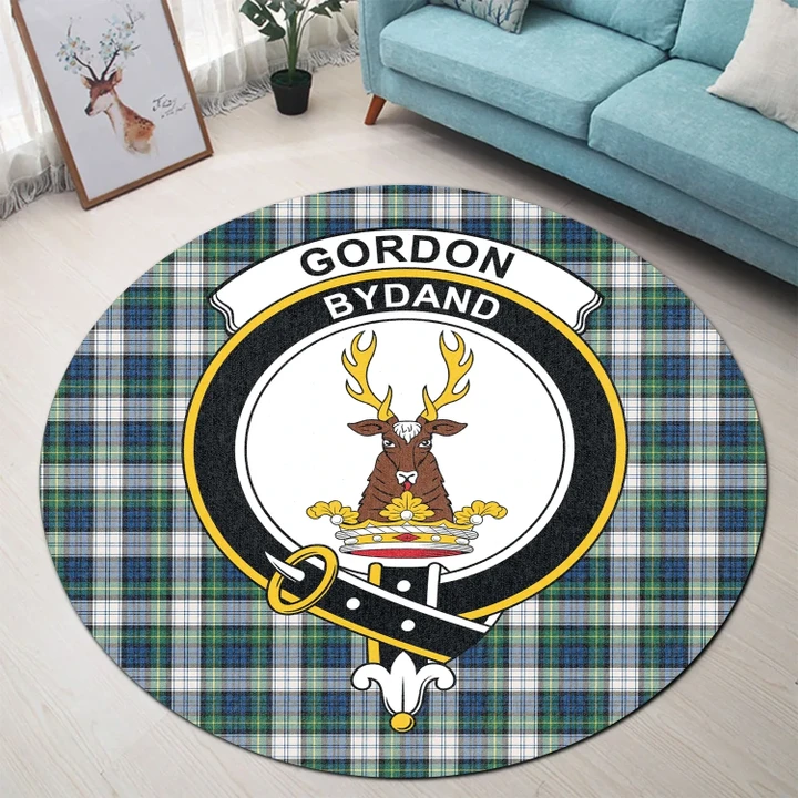 Gordon Dress Ancient Clan Crest Tartan Round Rug