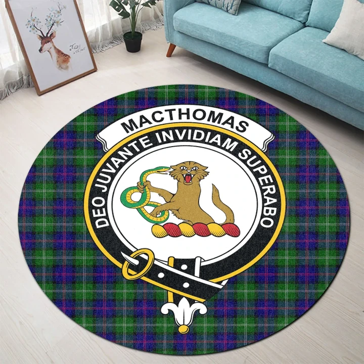 MacThomas Modern Clan Crest Tartan Round Rug